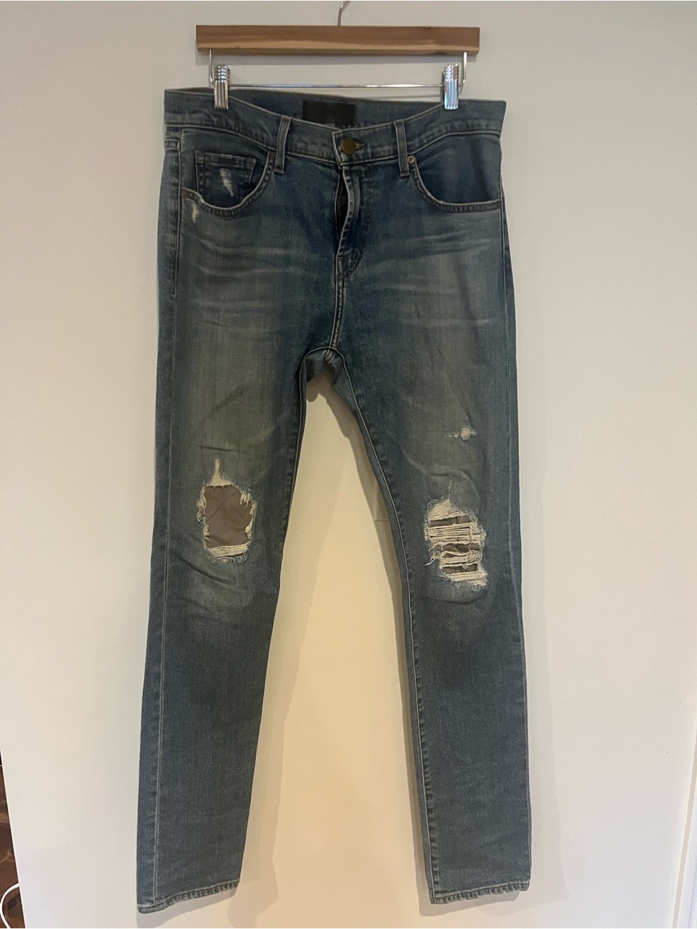 J Brand Men's Ripped Light Blue Skinny Jeans